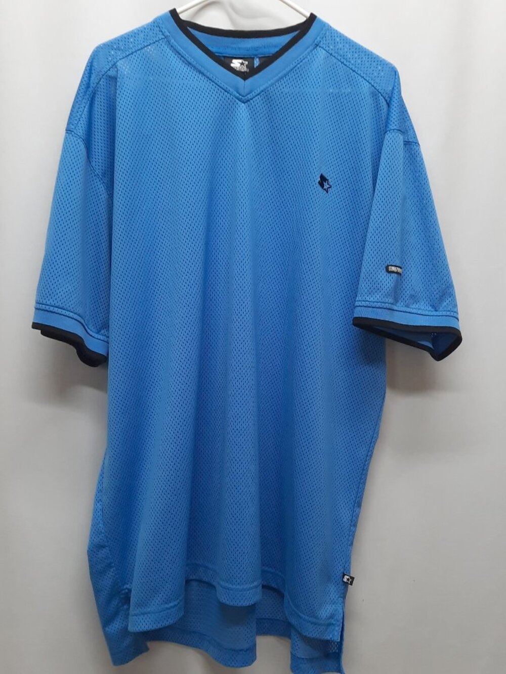 Vintage Starter Athletic Mesh Jersey Men's XL Ocean Blue V-Neck Shirt 90s Retro